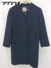 ◇ nano&co ナノアンドコー nano universe 長袖 ノーカラー ロング コート サイズ36 ネイビー レディース  【中古】 【1202100001232】