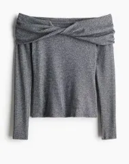 H&M オフショルダー グレー