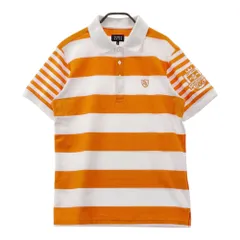 サイズ：6 PEARLY GATES パーリーゲイツ  半袖ポロシャツ ロゴワッペン ボーダー柄 オレンジ系 [240101588432] ゴルフウェア メンズ ストスト