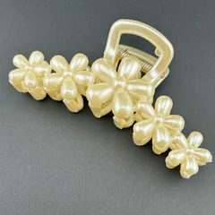 【新品】ヘアアクセサリー ヘアクリップ バンスクリップ 大きめ 花 ホワイト◆