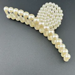 【新品】ヘアアクセサリー ヘアクリップ バンスクリップ 大きめ フェイク パール ホワイト◆
