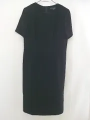 ◇ MICHIKO LONDON ミチコロンドン バックジップ 半袖 膝丈 ワンピース サイズ9 ブラック レディース  【中古】 【1203180001921】