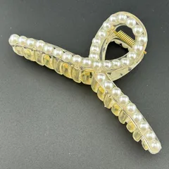 【新品】ヘアアクセサリー ヘアクリップ バンスクリップ 大きめ フェイク パール ホワイト シンプル◆