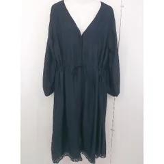 ◇ apart by lowrys アパートバイ ローリーズ 刺繍 長袖 ロング ワンピース サイズF ネイビー レディース  【中古】 【1203210004960】