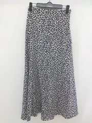 ◇ LOWRYS FARM ヒョウ柄 レオパード ロング フレア スカート サイズ F ホワイト ブラック グレー レディース  【中古】 【1203230001949】