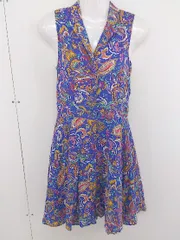 ◇ ROSE BUD ローズバッド 総柄 ノースリーブ ミニ ワンピース サイズF ブルー オレンジ マルチ レディース  【中古】 【1203230001505】
