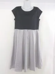 ◇ ANGELIEBE ウエストゴム マタニティ フレンチスリーブ 膝丈 ワンピース サイズS～M ブラック グレー レディース  【中古】 【1203230004407】