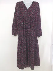 ◇ fifth フィフス 花柄 カシュクール ウエストリボン 長袖 ロング ワンピース ブラック レッド レディース  【中古】 【1203230004193】