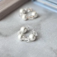 コットンパール クリア イヤーカフ シルバー シンプル 上品 丸 かわいい【553】