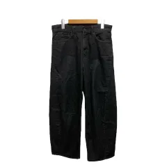 ジーユー GU デニム ジーンズ ストレート ワイド ストレッチ 無地 321352003 30 黒 ブラック