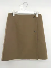 ◇ IENA イエナ リバーシブル チェック ウール 膝丈 ラップ スカート サイズ 40 ブラウン ネイビー パープル レディース  【中古】 【1203310007021】