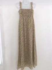 ◇ cuisp?クリスプ? 花柄 シャーリング ロング キャミソール ワンピース サイズ M ベージュ レッド マルチ レディース  【中古】 【1203310006086】