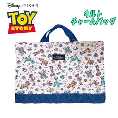 Disney PIXAR ディズニー・ピクサー トイ・ストーリー キルト チャームバッグ レッスンバッグ 手提げかばん 総柄 ベージュ 習い事 サブバッグ かばん カバン 入園 入学 (D7437BE-9)