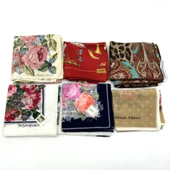 サンローラン フェラガモ　ドルガバ 他 ブランドハンカチ6枚セット シルク100％含む　260104002