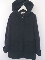 ■ any FAM エニィファム ウール混 フート付き 長袖 コート サイズ2 ブラック レディース  【中古】 【1204080000526】
