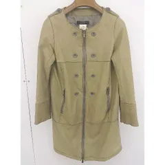 ◇ STUNNING LURE 羊革 シープスキン 長袖 ロング ジャケット コート サイズ36 ダークグリーン系 レディース  【中古】 【1204070005418】
