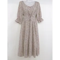 ◇ OLIVE des OLIVE オリーブ デ オリーブ 総柄 七分袖 膝下丈 ワンピース サイズF ベージュ系 レッド系 レディース 【中古】 【1204120008949】