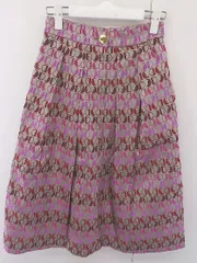 ◇ ◎ GRACE CLASS 総刺繍 ウエストゴム 膝下丈 フレア スカート サイズ36 ベージュ系 ピンク マルチ レディース  【中古】 【1204180002789】