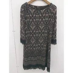 ◇ Kim's Boutique キムズブティック 総柄 五分袖 ミニ ワンピース サイズ38 ブラック ブラウン レディース  【中古】 【1204190004025】