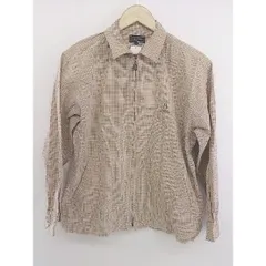 ◇ ◎ Hush Puppies 総柄 ワンポイント 長袖 シャツ ジップアップ ジャンパー サイズM ベージュ ブラウン レッド メンズ  【中古】 【1204200004595】