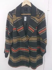 ◇ AZUL BY MOUSSY 総柄 長袖 チェスター コート サイズF ブラック ブラウン マルチ レディース  【中古】 【1204220000720】