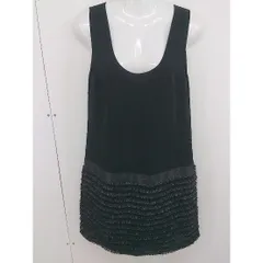 ◇ ERIN エリン 切替 フリンジ ノースリーブ ミニ ワンピース サイズ2 ブラック ラメ レディース  【中古】 【1204250002763】