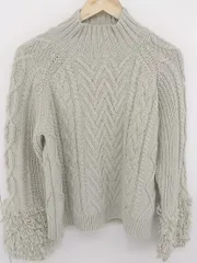 ◇ URBAN RESEARCH ROSSO ハイネック ケーブルニット 長袖 セーター サイズ F グレージュ系 レディース  【中古】 【1204260000735】