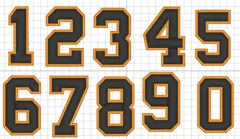 巨人応援ワッペン　背番号1234567890　黒にオレンジフチ　1桁専用