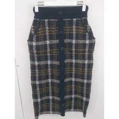 ◇ AZUL BY MOUSSY アズールバイマウジー チェック ロング タイト ニット スカート サイズS ネイビー キャメル レディース  【中古】 【1205040005216】