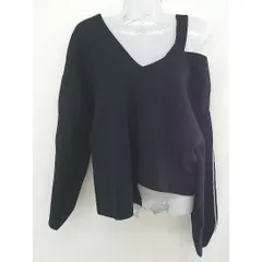 ◇ DRESSLAVE ドレスレイブ シルバーライン Vネック 長袖 プルオーバー カットソー サイズ38 ブラック レディース  【中古】 【1205040001386】