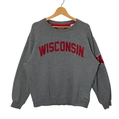 00's vintage 00年代 ヴィンテージ e5 WISCONSIN カレッジ刺繍 ウィスコンシン バジャーズ スウェット トレーナー 長袖 フロント刺繍 オーバーサイズ ビッグシルエット INDONESIA製 Lサイズ グレー