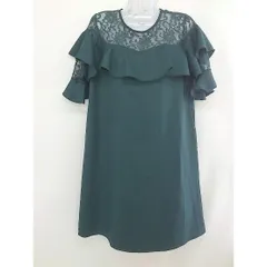 ◇ merlot plus メルロープリュス フォーマル 半袖 膝丈 ワンピース グリーン系 レディース  【1205090003743】のサムネイル