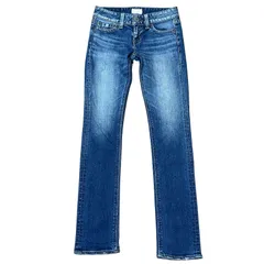 MOUSSY ローライズ ストレートスリム ブルー サイズ25 レディースS マウジー