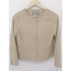 ◇ A day in the life UNITED ARROWS スエード調 ジップアップ 長袖 ノーカラー ジャケット サイズ38 ブラウン レディース  【中古】 【1205110007638】