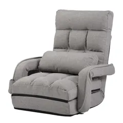 「02/27再入荷予定」座椅子 リクライニング 14段ギア リクライニングチェアー ファブリック 座イス おしゃれ 椅子 チェアー いす イス コンパクト【ライトグレー】