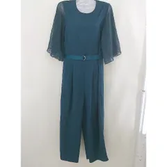 ◇ ◎ merlot plus メルロープリュス ベルト付 七分袖 オールインワン グリーン レディース  【中古】 【1205130008110】のサムネイル