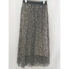 ◇ mysty woman ミスティウーマン チュール 総柄 ロング プリーツ スカート サイズF ベージュ ブラック レディース  【中古】 【1205130006871】のサムネイル