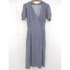 ◇ ◎ index インデックス 花柄 フラワー 半袖 ロング ワンピース サイズM グレージュ ブルー レディース  【1205160000382】