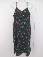 ◇ JEANASIS ジーナシス 花柄 膝下丈 キャミソール ワンピース サイズF ブラック レッド マルチ レディース  【中古】 【1205180003448】