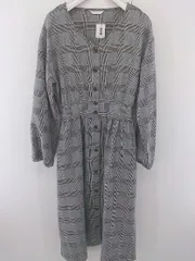 ◇ ehka sopo エヘカソポ チェック 長袖 ロング ワンピース サイズF グレー系 レディース  【中古】 【1205180002557】
