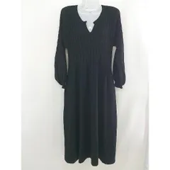 ◇ La-gemme ラジェム 長袖 ロング ニット ワンピース サイズS ブラック レディース  【1205170002666】