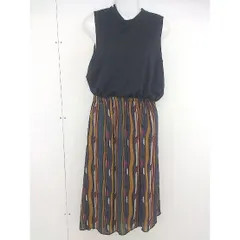 ◇ Simplicite シンプリシテェ 18年製 ノースリーブ 膝下丈 ワンピース ブラック マルチ レディース  【中古】 【1205190007290】