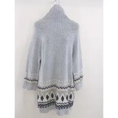 ◇ MERCURYDUO タートルネック 長袖 ニット チュニック ワンピース サイズF グレー ホワイト ネイビー系 レディース  【中古】 【1205190006378】