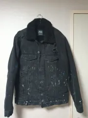 ZARA シープスキン ブラックデニムジャケット L