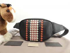 ボッテガヴェネタ ボディバッグ イントレチャート レザー黒 斜掛ショルダーバッグバムバッグ@B07843435K