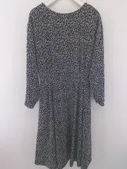 ◇ index インデックス 総柄 長袖 ロング ワンピース サイズM ブラック ホワイト レディース  【中古】 【1205310005021】