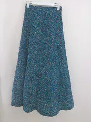 ◇ JEANASIS ジーナシス 花柄 ウエストゴム スリット ロング フレア スカート サイズF ブルー ブラウン マルチ レディース  【中古】 【1206030002123】