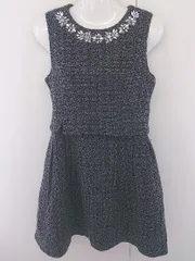 ◇ tocco closet レイヤード風 ビジュー付き ノースリーブ ミニ ワンピース サイズM ブラック系 レディース  【中古】 【1206030005421】