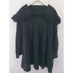 ◇ LOWRYS FARM ローリーズファーム ビックカラー 長袖 ミニ チュニック ブラウス ワンピース サイズF ブラック レディース  【中古】 【1206060001493】