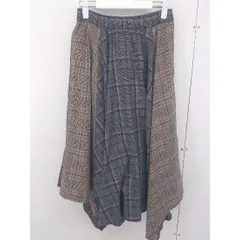 ◇ JEANASIS ジーナシス チェック アシンメトリー ロング フレア スカート サイズF ブラウン パープル マルチ レディース  【中古】 【1206070010775】